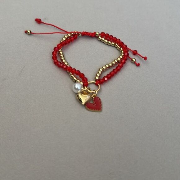 Red Beaded Charm Bracelet A1199 - Picture 4 of 4